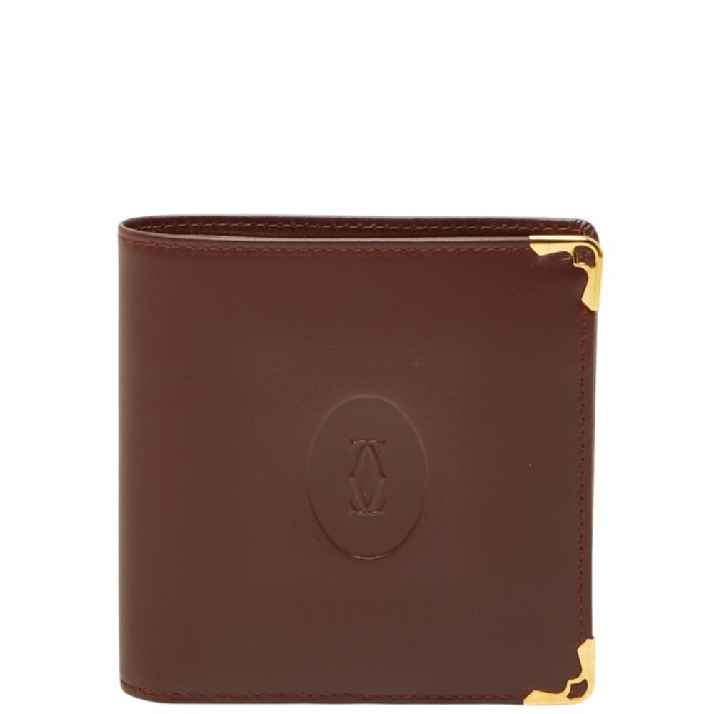 Cartier Must Line Bi-fold Wallet, Bordeaux/Wine Red Leather, Women's.